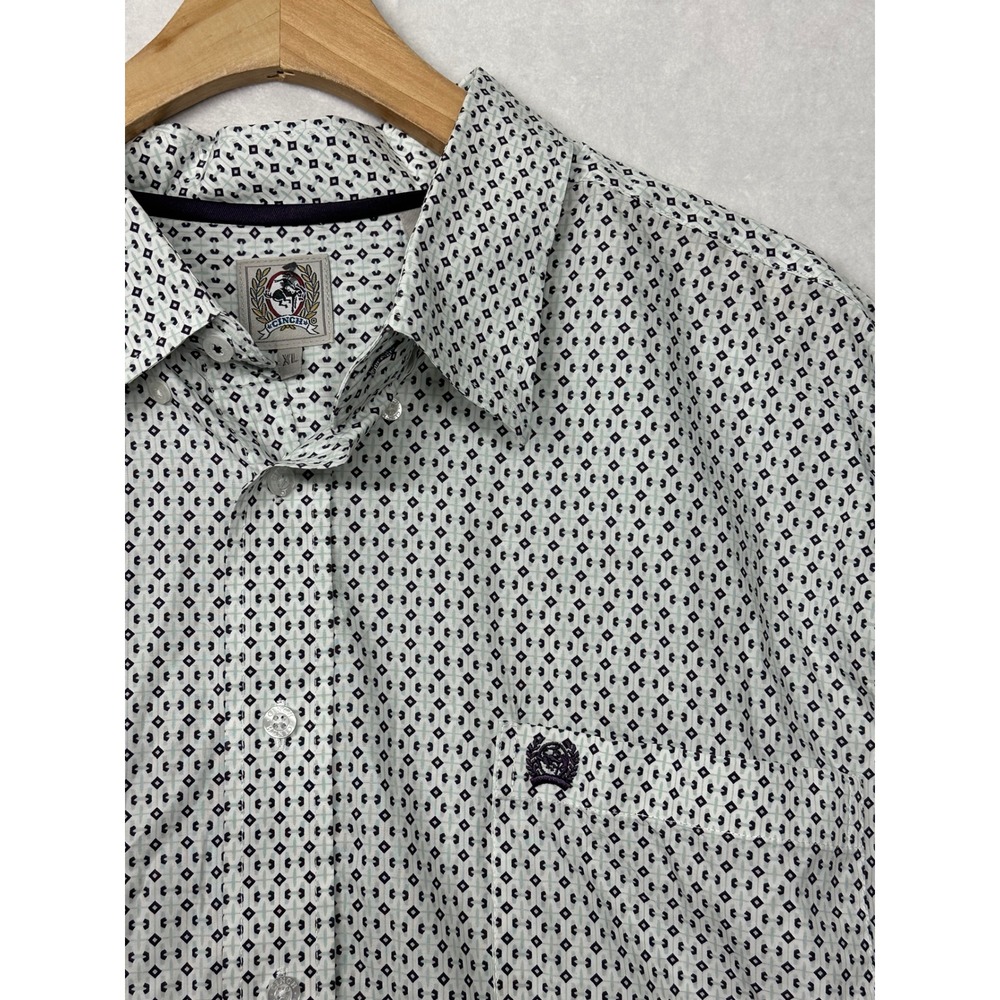 Cinch Mens Long Sleeve Button‎ Down Shirt Geometric Print XL